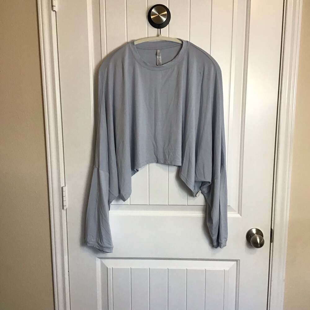 SKIMS Soft Lounge Long Sleeve Cropped T-Shirt Zen Blue Large - Picture 4 of 11